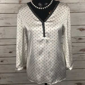 🎀Limited Tunic Blouse White/Black Polka Dots Sz L